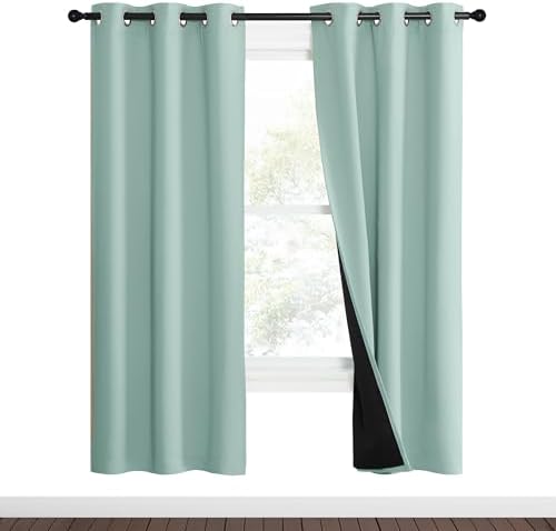 NICETOWN Aqua Blue 100% Blackout Curtain Set, Thermal Insulated & Energy - Image 2