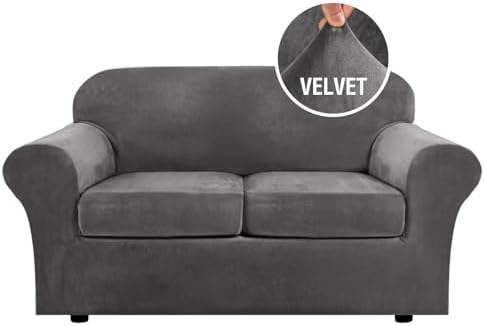 H.VERSAILTEX Real Velvet Plush 3 Piece Stretch Sofa Covers Couch Covers by HVERSAILTEX