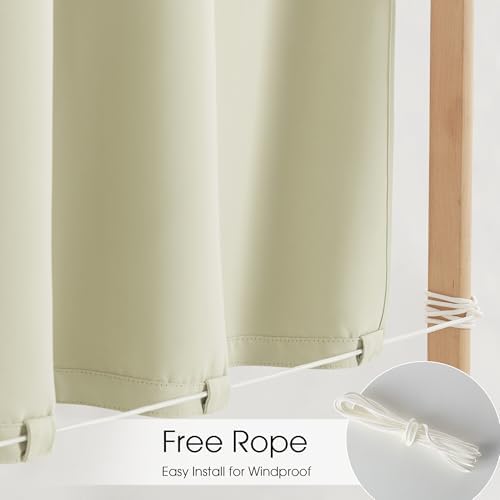 NICETOWN Gazebo Curtains Windproof Adhesive Top W84xL84 Light Beige - Image 3