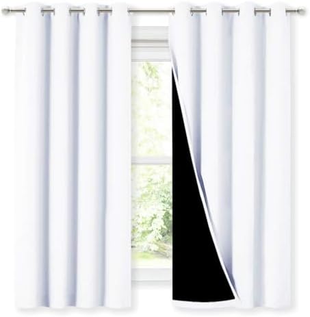 NICETOWN White 100% Blackout Lined Curtains by NICETOWN