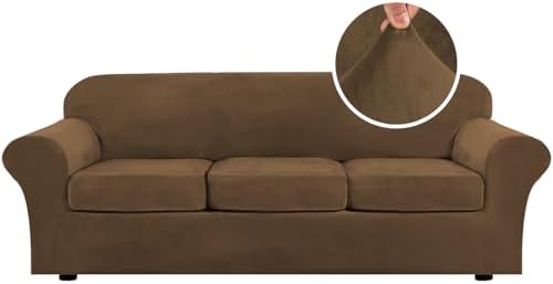 H.VERSAILTEX High Stretch Sofa Slipcover 4 Piece Cover Velvet Furniture by HVERSAILTEX