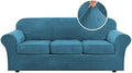 H.VERSAILTEX Modern Velvet Plush 4 Piece High Stretch Sofa Slipcover Sofa Cover by HVERSAILTEX