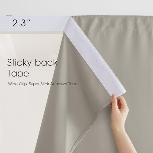 NICETOWN Outdoor Curtains Windproof Adhesive Top W66xL90 Natural - Image 3