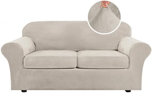 H.VERSAILTEX Real Velvet Plush 3 Piece Stretch Sofa Covers Couch Covers by HVERSAILTEX