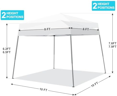 10x10FT Slant Leg Pop Up Canopy Tent, Portable Outdoor Shelter - Image 4
