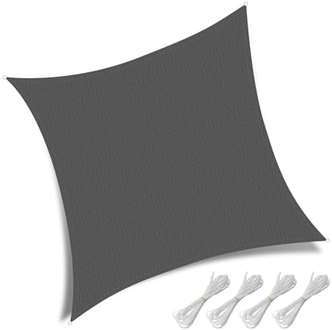 10' x 10' Rectangle Sun Shade Sail, 185 GSM HDPE, Dark Grey - Image 2