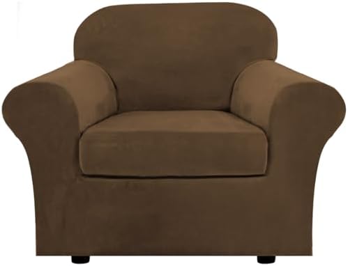 H.VERSAILTEX Rich Velvet Stretch 2 Piece Cover Chair Slipcover Sofa Cover by HVERSAILTEX