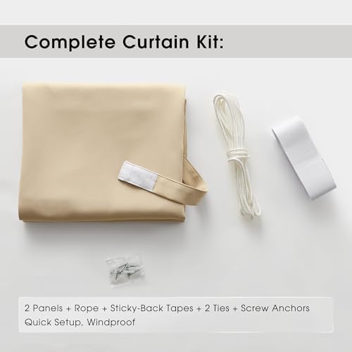 NICETOWN Outdoor Curtains Windproof Adhesive Top W66xL90 Biscotti Beige - Image 5