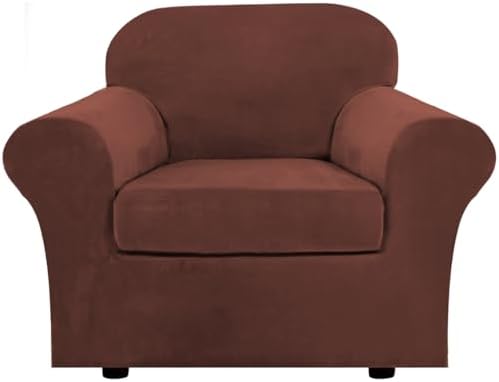 H.VERSAILTEX Rich Velvet Stretch 2 Piece Cover Chair Slipcover Sofa Cover by HVERSAILTEX