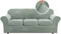 H.VERSAILTEX Modern Velvet Plush 4 Piece High Stretch Sofa Slipcover Sofa Cover by HVERSAILTEX