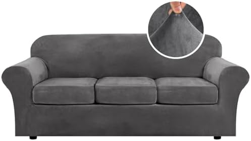 H.VERSAILTEX 4 Pieces Thick Velvet Sofa Covers Couch Covers by HVERSAILTEX