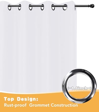 Extra Wide Outdoor Curtains for Patio Waterproof 4 Pcs 110x120 Inch White - Image 4
