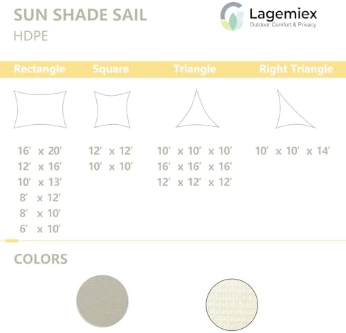 10' x 10' Rectangle Sun Shade Sail, 185 GSM HDPE, Dark Grey - Image 5