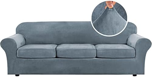 H.VERSAILTEX Velvet 4 Piece High Stretch Sofa Slipcover Cover Furniture by HVERSAILTEX