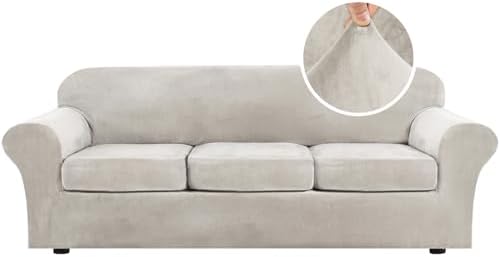 H.VERSAILTEX High Stretch Sofa Slipcover 4 Piece Cover Velvet Furniture by HVERSAILTEX