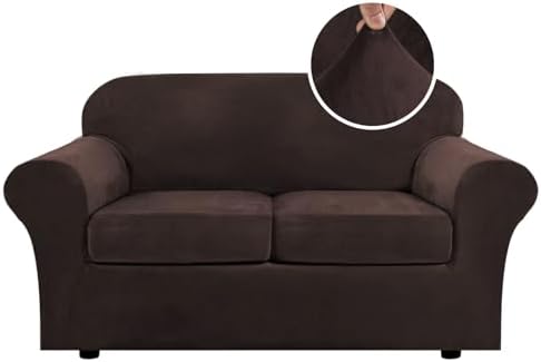H.VERSAILTEX Real Velvet Plush 3 Piece Stretch Sofa Covers Couch Covers by HVERSAILTEX