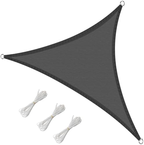 16' x 16' x 16' Triangle Sun Shade Sail, 185 GSM HDPE, Dark Grey - Image 2