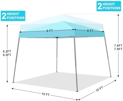 10x10 Slant Leg Pop Up Canopy Tent, Portable Outdoor Shelter - Image 4