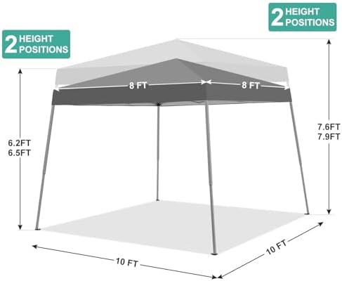 10x10FT Slant Leg Pop Up Canopy Tent, Portable Outdoor Shelter - Image 5