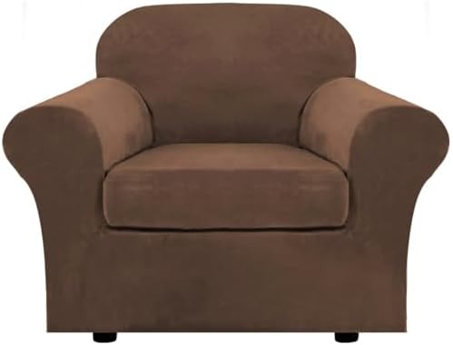 H.VERSAILTEX Rich Velvet Stretch 2 Piece Cover Chair Slipcover Sofa Cover by HVERSAILTEX
