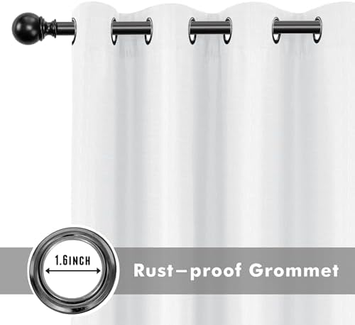 Linen Outdoor Curtains for Patio Waterproof 4 Pcs 110x95 In White - Image 4
