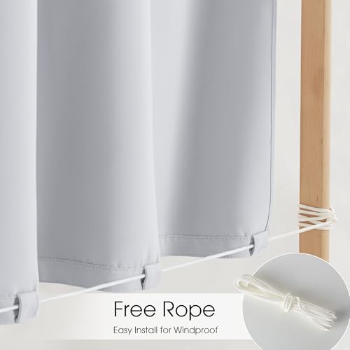 NICETOWN Outdoor Curtains for Patio Windproof 2 Panels W66xL84 White - Image 3