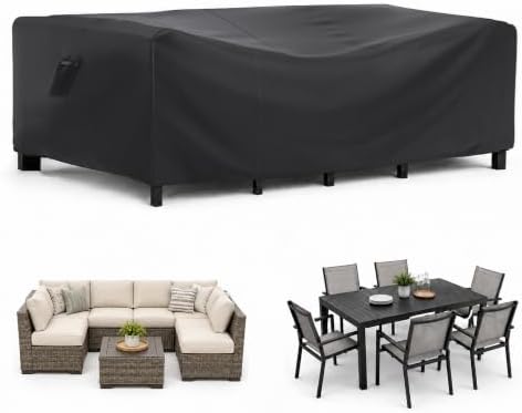 Waterproof Outdoor Patio Furniture Covers 111"L×74"W×28"H Black by Brosyda