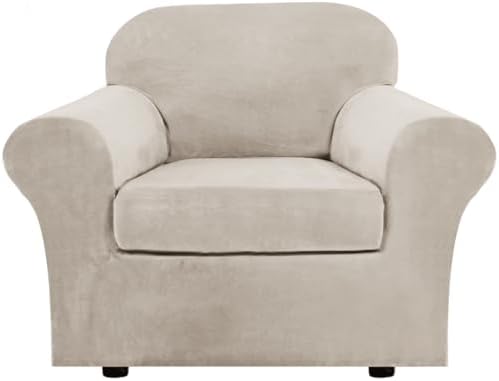 H.VERSAILTEX Rich Velvet Stretch 2 Piece Cover Chair Slipcover Sofa Cover by HVERSAILTEX