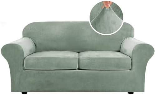 H.VERSAILTEX Real Velvet Plush 3 Piece Stretch Sofa Covers Couch Covers by HVERSAILTEX