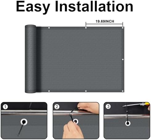 COOLBOYS Customized 2.5'x32' Dark Grey Balcony Privacy Screen Fence Cover - Image 5