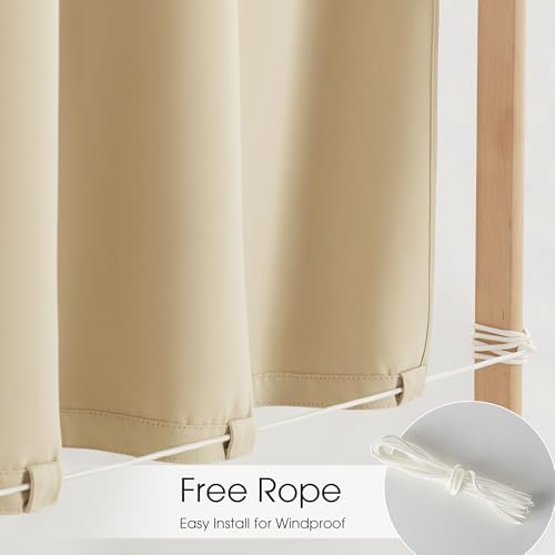 NICETOWN Outdoor Curtains Windproof Adhesive Top W66xL90 Biscotti Beige - Image 3