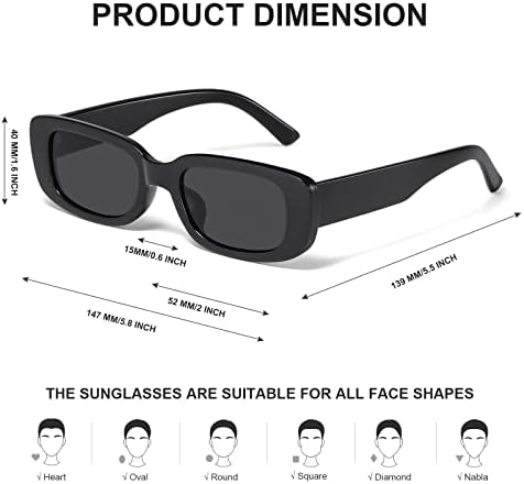 JASPIN Rectangle Sunglasses for Women Men Y2k Sun Glasses UV Protection - Image 4
