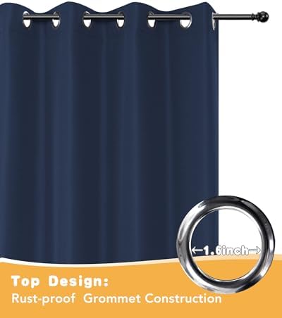 Extra Wide Outdoor Curtains for Patio Waterproof 2 Pcs 110x95 Inch Navy - Image 4