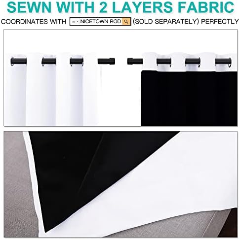 NICETOWN White 100% Blackout Lined Curtains - Image 6