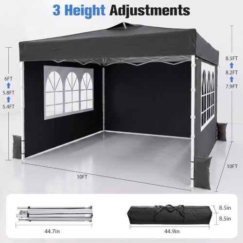 10x10 Pop Up Canopy Tent with Dual Vented Roof, One Push Setup - Image 2