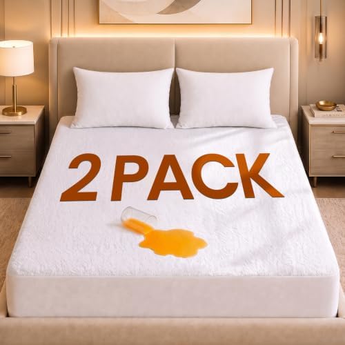 Waterproof Queen Size Mattress Protector 2 Pack fits Upto 17" Deep Pocket by UTOPIABEDDING