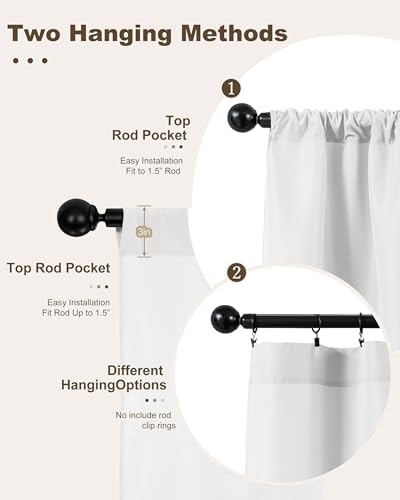 Outdoor Curtains for Patio Waterproof Rod Pocket 4 Pcs 54x95 Inch White - Image 3