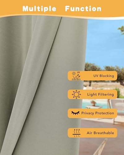 HolidayIdeas Outdoor Curtains for Patio Waterproof 2 Pcs 84x95 Inch Taupe - Image 3