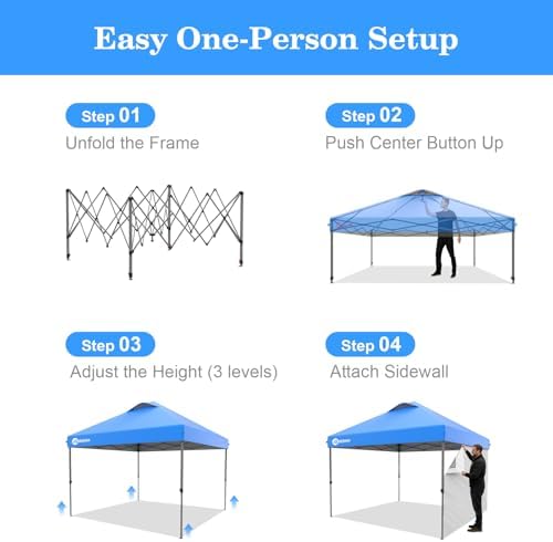 10x10 Pop Up Canopy with Sidewall, One Push Easy Setup - Image 6