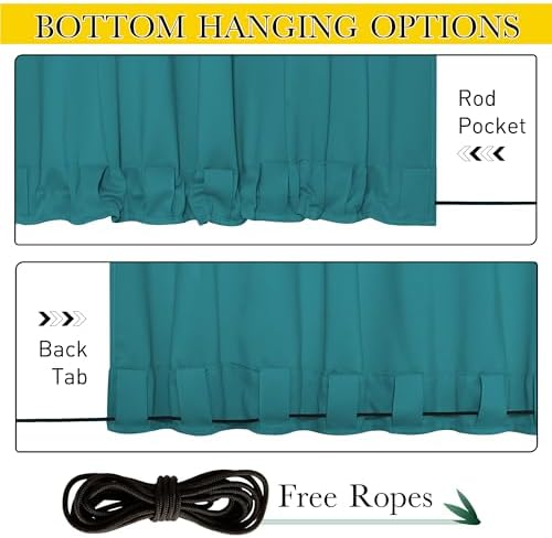 NICETOWN 2 Panels Outdoor Curtains Waterproof Pocket & Back Tab on Top & Bottom - Image 2
