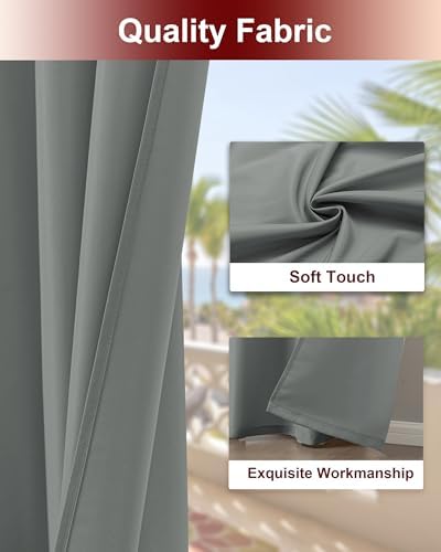 Grommet Outdoor Curtains for Patio Waterproof 8 Pcs 54x120 In Grey - Image 4