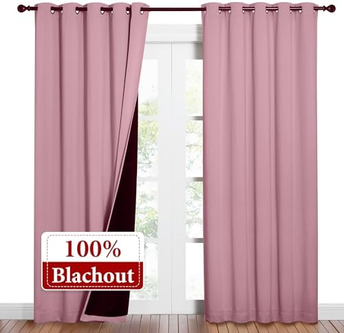 NICETOWN Crystal Pink Full Shade Curtain Panels, Pair of Energy Smart & Noise - Image 2