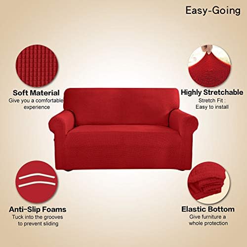 Easy-Going Stretch Oversized Sofa Couch Slipcover Washable Christmas Red - Image 3