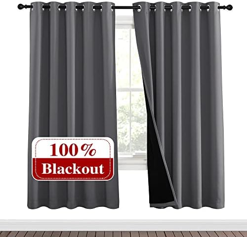 NICETOWN Grey Full Shade Curtain Panels, Pair of Energy Smart & Noise Blocking by NICETOWN