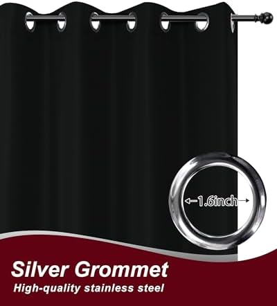 Grommet Outdoor Curtains for Patio Waterproof 8 Pcs 54x84 In Black - Image 3