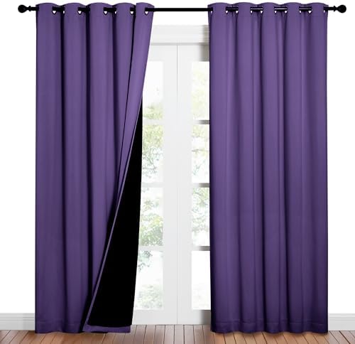 NICETOWN Lilac Purple Full Shade Curtain Panels, Pair of Energy Smart & Noise by NICETOWN