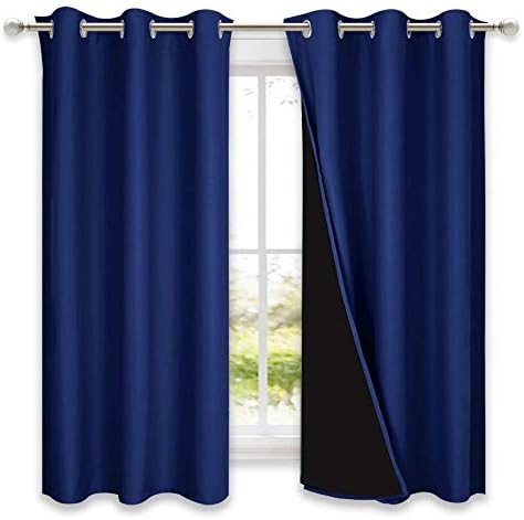 NICETOWN 100% Blackout Curtain Set, Royal Blue, 37W x 50L, Thermal Insulated & by NICETOWN