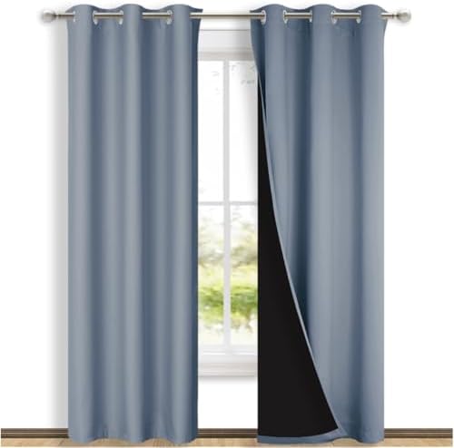 NICETOWN Vintage Blue Full Shade Curtain Panels, Pair of Thermal Insulated & by NICETOWN
