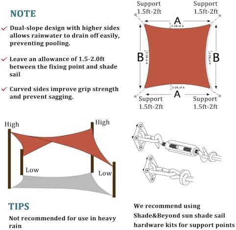 Shade&Beyond 10'X25' Sun Shade Sail Rust Red Rectangle - Image 5
