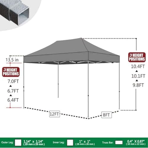 Eurmax USA 8x12ft Pop Up Canopy, Commercial Instant Tent - Image 3